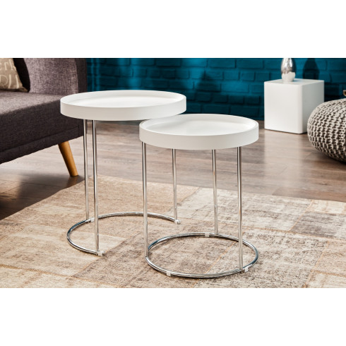 Konferenční stolek Two-Way - bílý, set 2 ks