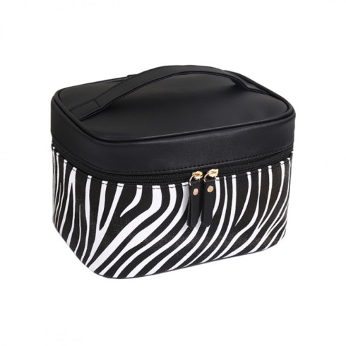 Kosmetická rozkládací taška - kufřík, černý zebra