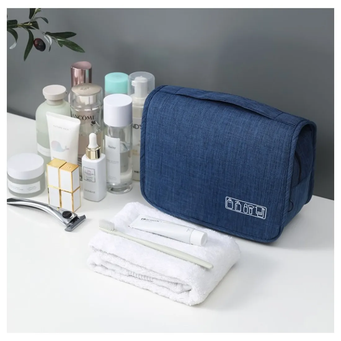 Kozmetická taška - rozkladacia, modrá