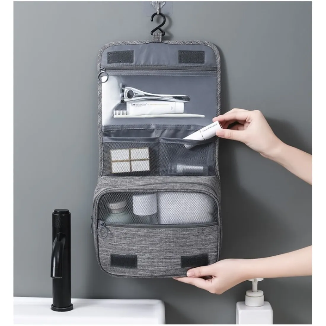 Kozmetická taška - rozkladacia, modrá