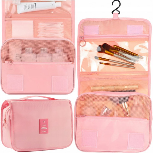 Kozmetická taška - rozkladacia, tmavo ružová