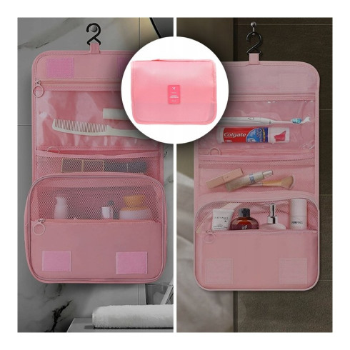 Kozmetická taška - rozkladacia, tmavo ružová