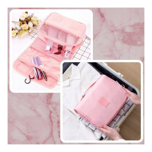 Kozmetická taška - rozkladacia, tmavo ružová