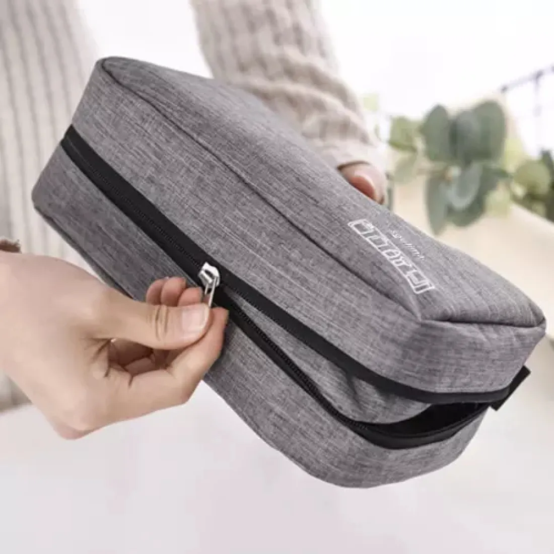 Kosmetická taška - skládací, závěsná - šedá