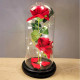 Křišťálová věčná růže s LED světlem, červená