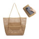 Minimalistická sieťovaná plážová taška, hnedá