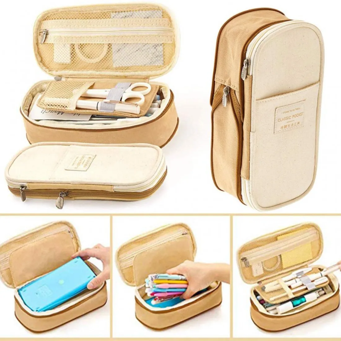 Multifunkční organizér - penál, krémový