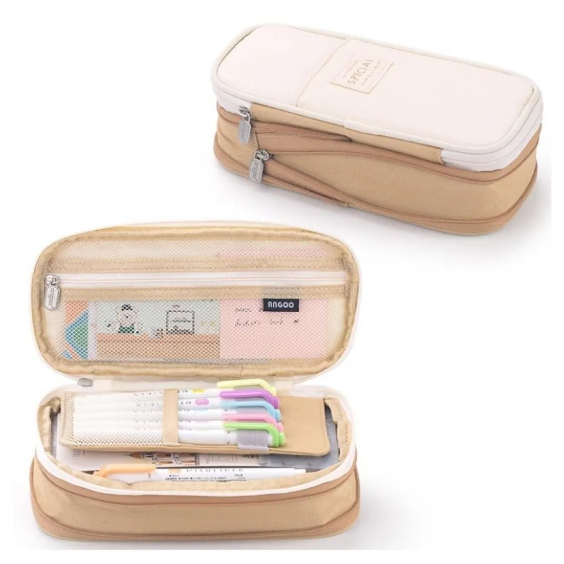 Multifunkční organizér - penál, krémový