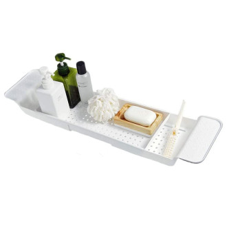 Nastaviteľná polica na vaňu / drez, biela 55 cm