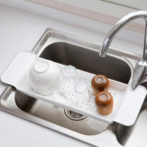 Nastavitelná police na vanu / umyvadlo, bílá 55 cm