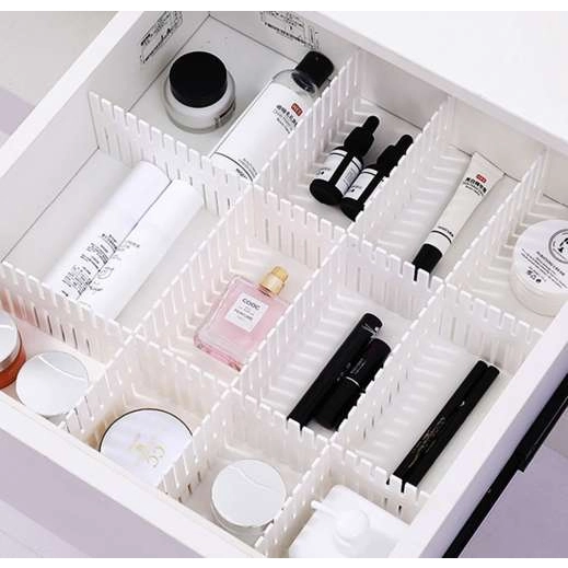 Nastavitelný organizér do zásuvky - 4ks, bílý