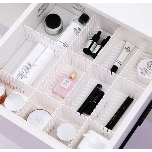 Nastaviteľný organizér do zásuvky - 4ks, biely