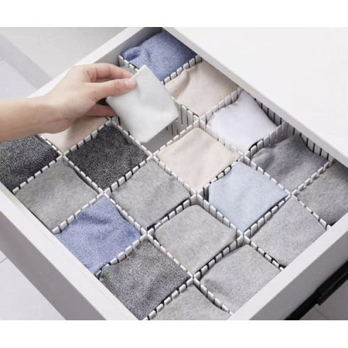 Nastavitelný organizér do zásuvky - 4ks, bílý