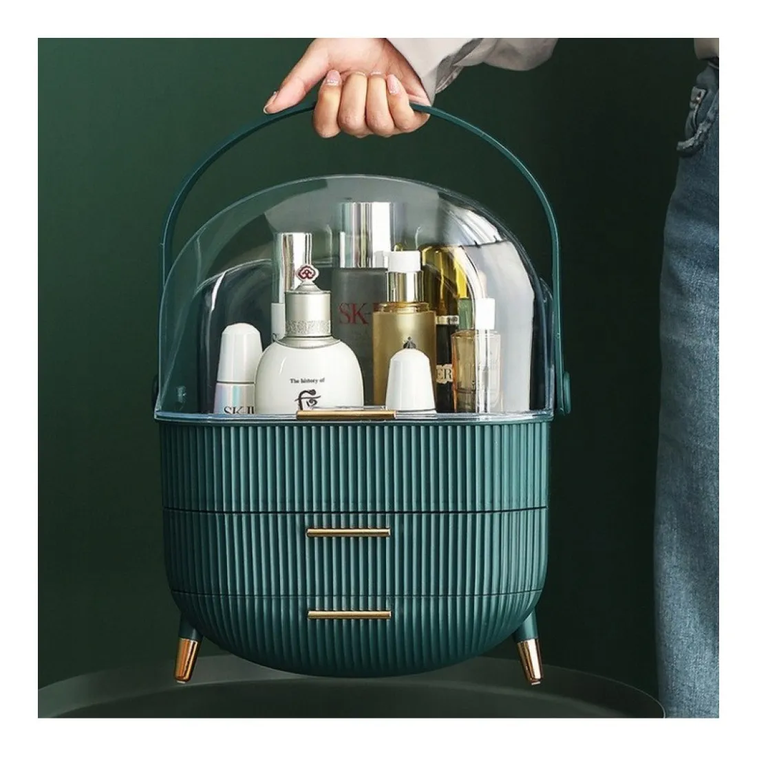 Organizér pro kosmetiku a šperky - zelený