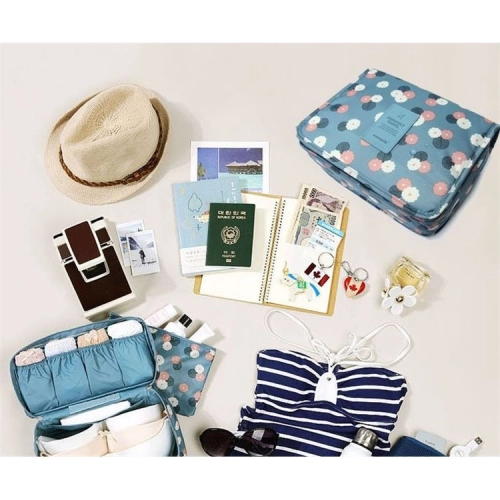 Organizér na kosmetiku - skládací kosmetická taška, mátová