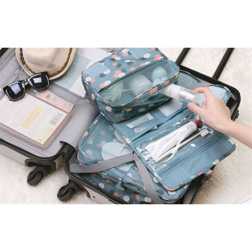 Organizér na kozmetiku - skladacia kozmetická taška, mätová