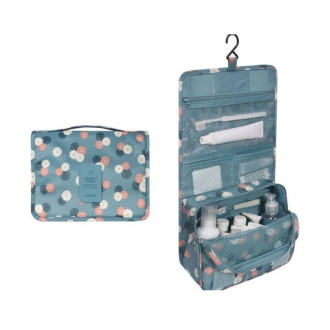 Organizér na kozmetiku - skladacia kozmetická taška, modrá kvety