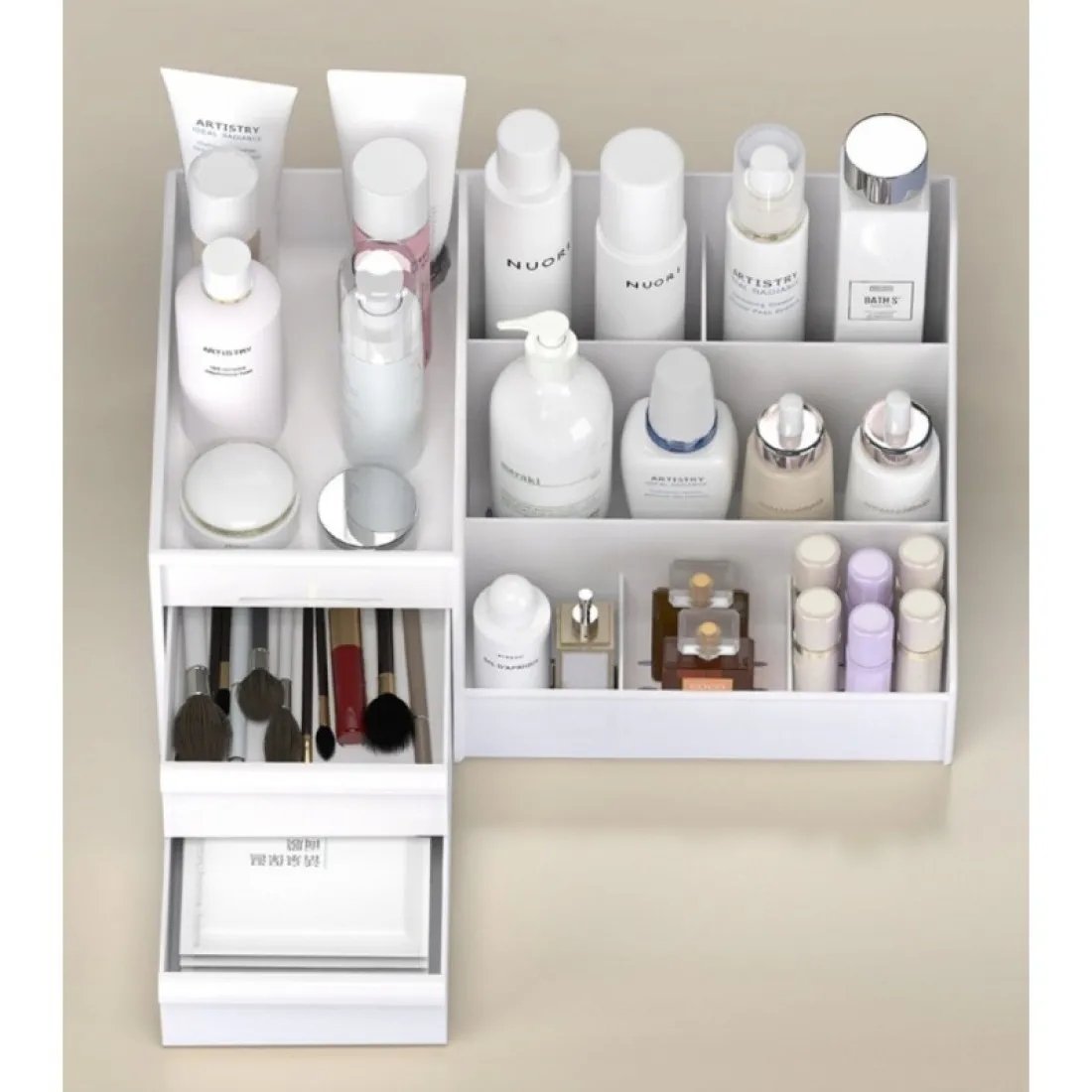 Organizér na kosmetiku se šuplíky - bílý