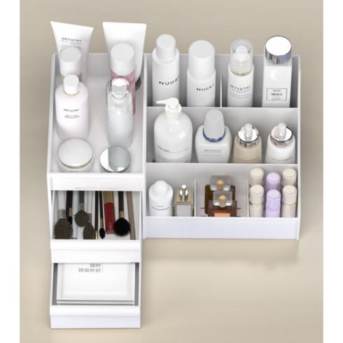 Organizér na kozmetiku so šuflíkmi - biely