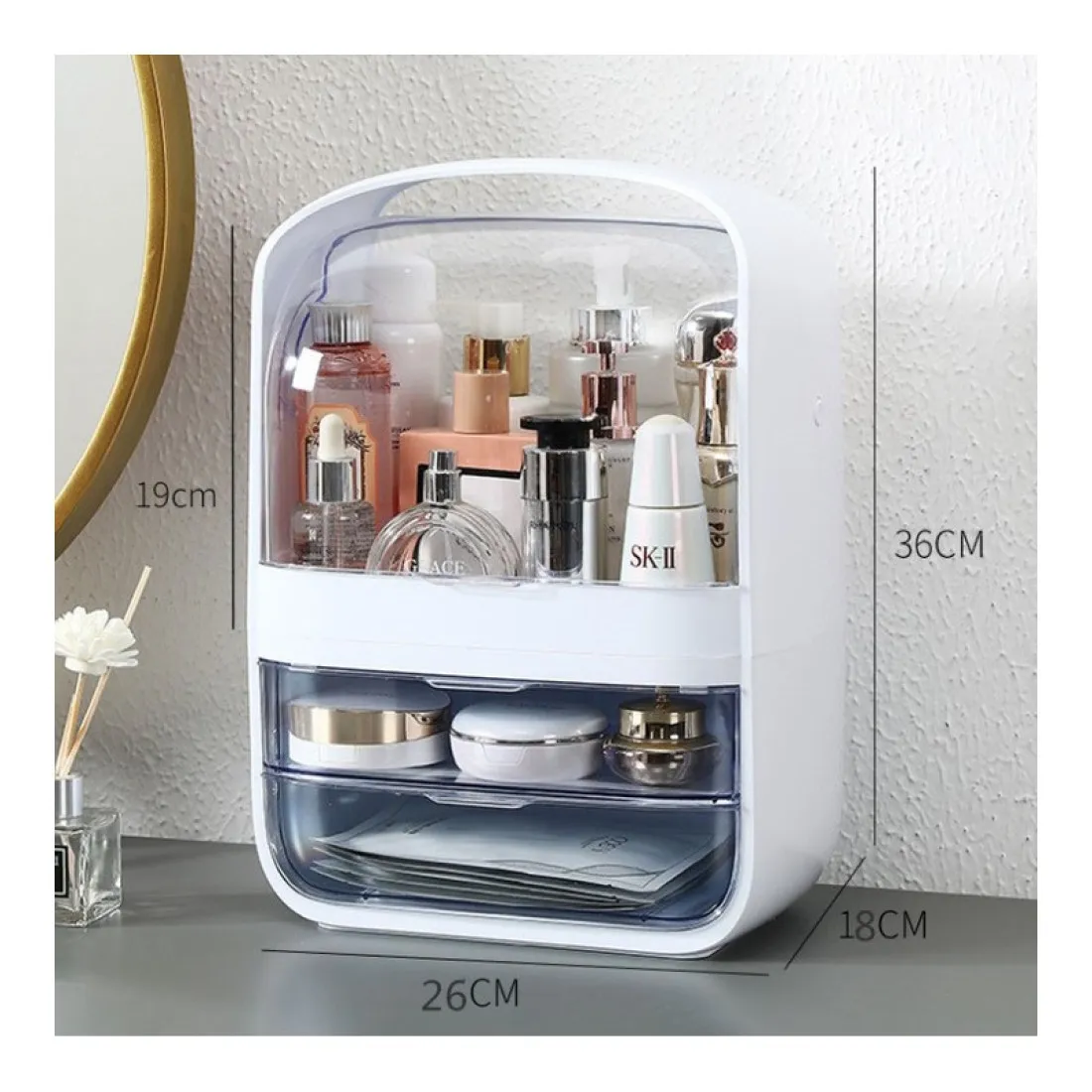 Organizér na kosmetiku se šuplíky - bílý