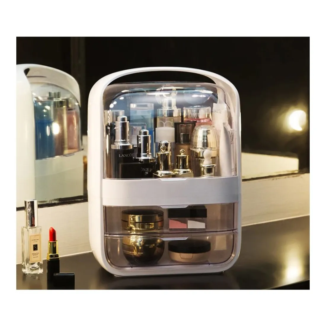 Organizér na kosmetiku se šuplíky - bílý