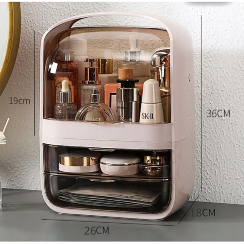 Organizér na kosmetiku se šuplíky - růžový