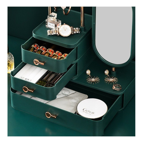 Organizér na šperky a kozmetiku so zrkadlom - biely