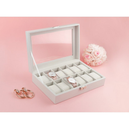 Organizér, úložný box na hodinky 12ks, biely