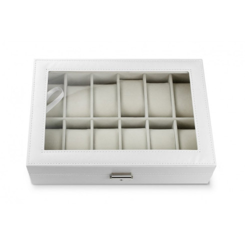 Organizér, úložný box na hodinky 12ks, biely