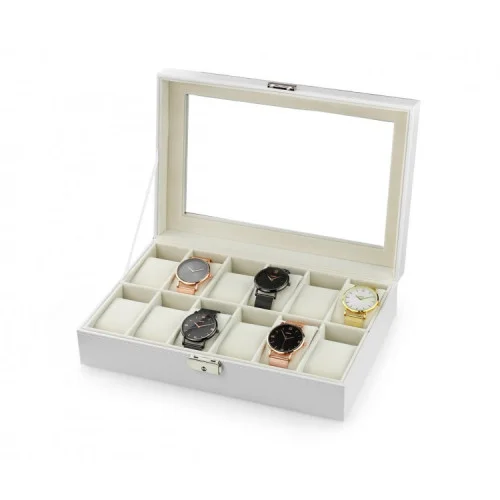 Organizér, úložný box na hodinky 12ks, biely