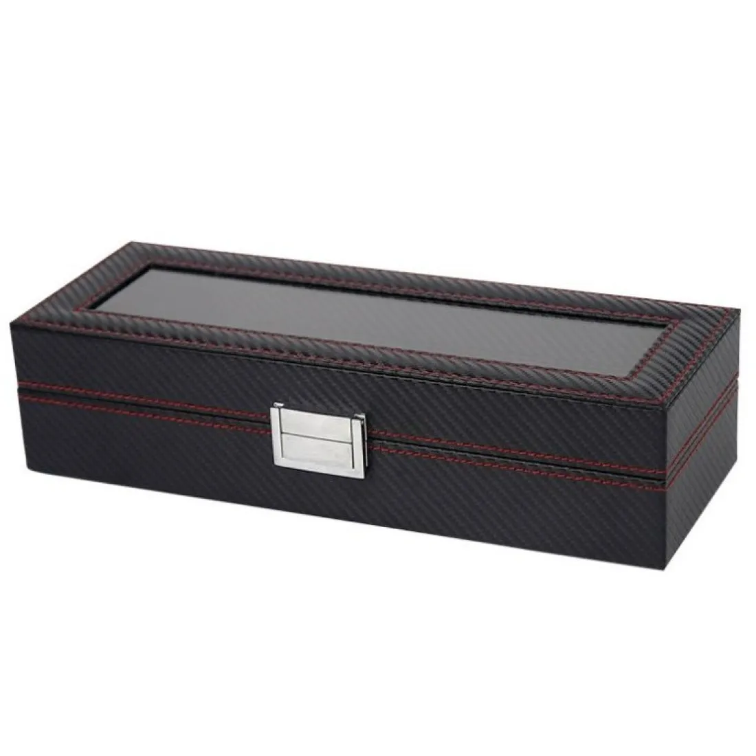 Organizér na hodinky, úložný box Carbon 6ks - černý