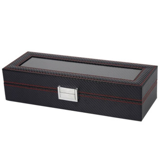 Organizér na hodinky, úložný box Carbon 6ks - černý