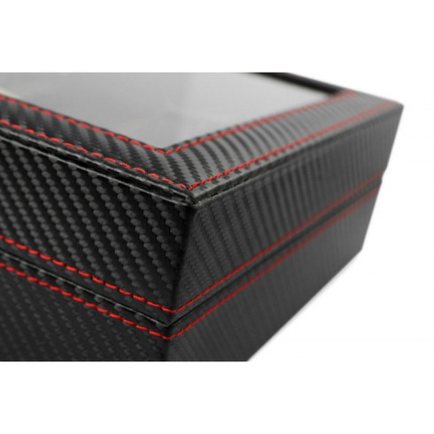 Organizér na hodinky, úložný box Carbon 6ks - černý