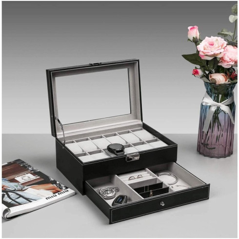 Organizér, úložný box na hodinky + šperkovnice 2v1