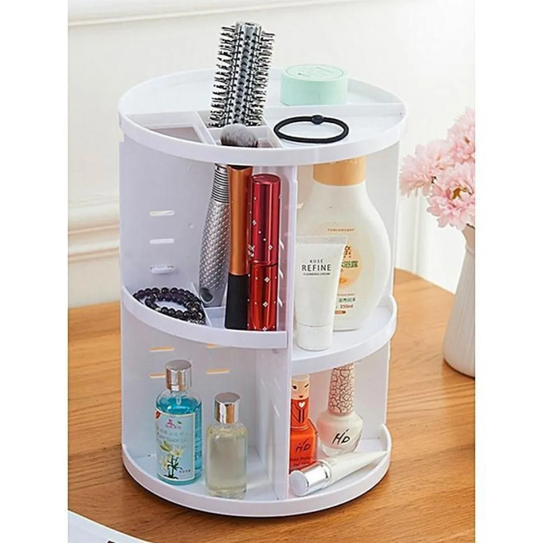 Otočný kosmetický organizér - bílý