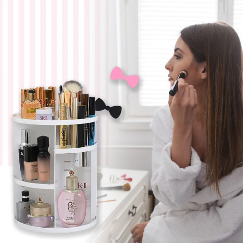 Otočný kozmetický organizér - biely
