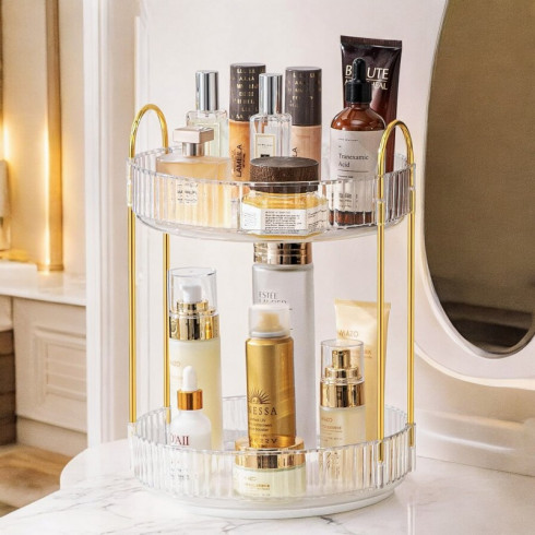 Otočný stojan/organizér na kozmetiku s dvoma policami