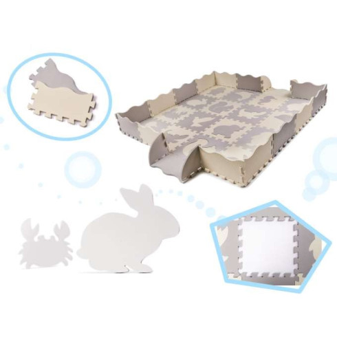 Penová podložka puzzle, 36 ks šedá