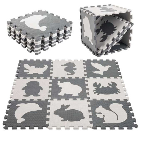 Pěnová podložka puzzle 9ks, černobílé