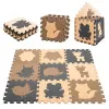 Penová podložka puzzle 9ks, hnedé zvieratká