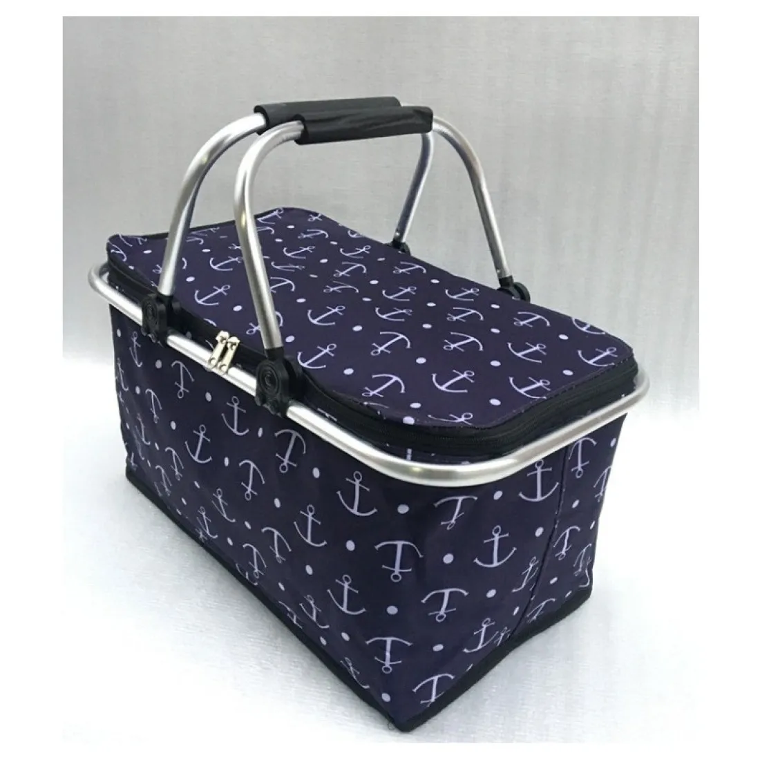 Piknikový koš termo, skládací - motiv kotvy