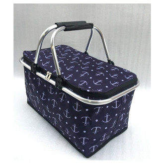 Piknikový košík termo, skladací - motív kotva
