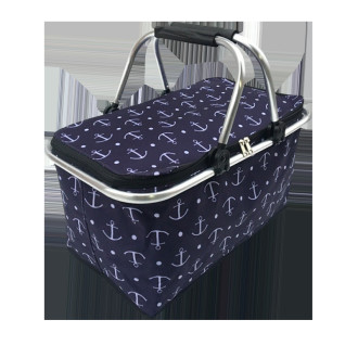 Piknikový košík termo, skladací - motív kotva