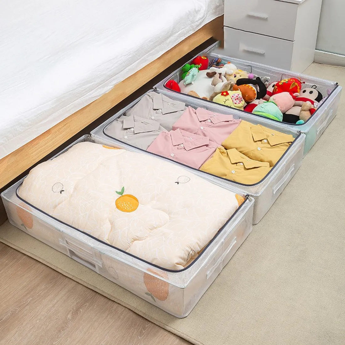 Plastový organizér na posteľnú bielizeň