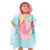 Plážová osuška s kapucňou, pelerína pre deti - Morská panna, modro-ružová
