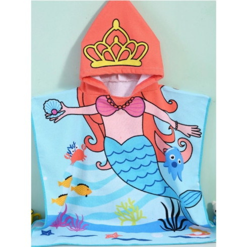 Plážová osuška s kapucňou, pelerína pre deti - Morská panna
