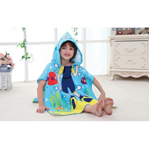 Plážová osuška s kapucňou, pelerína pre deti - Potápač