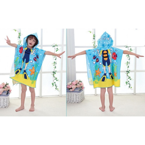 Plážová osuška s kapucňou, pelerína pre deti - Potápač
