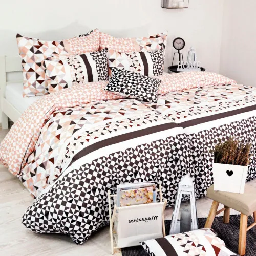 Ložní povlečení Delux - geometrický vzor, hnědé 200 x 140 cm