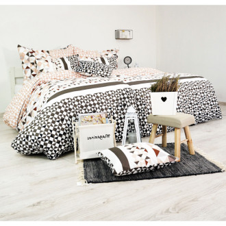 Ložní povlečení Delux - geometrický vzor, hnědé 200 x 140 cm